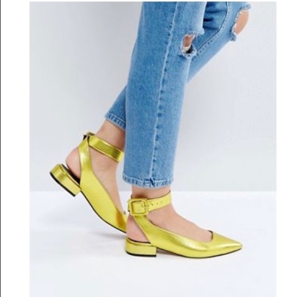 ASOS LIGHTHOUSE Metallic Pointed Ballet Flats